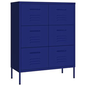 vidaXL Drawer Cabinet Navy Blue 80x35x101.5 cm Steel