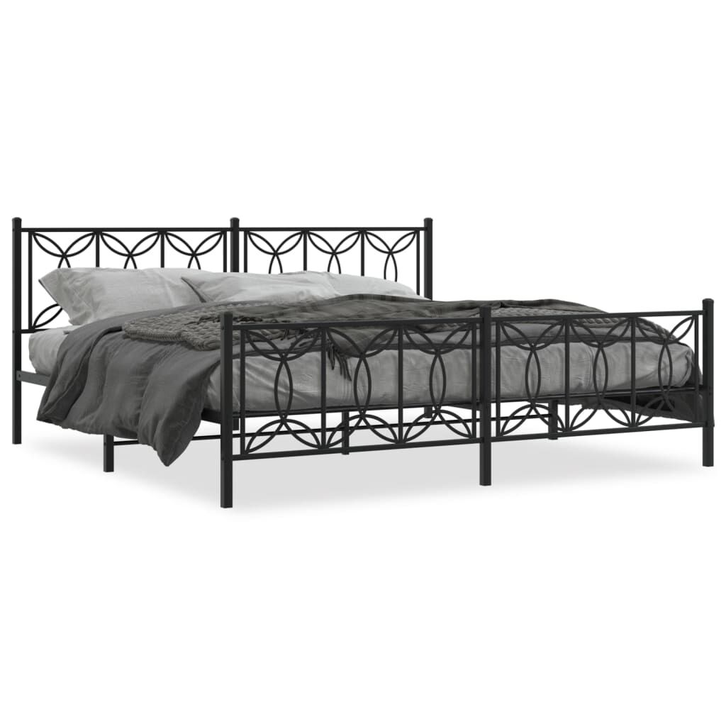 vidaXL Metal Bed Frame without Mattress with Footboard Black 193x203cm