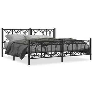 vidaXL Metal Bed Frame without Mattress with Footboard Black 193x203cm