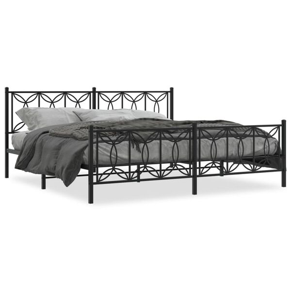 vidaXL Metal Bed Frame without Mattress with Footboard Black 193x203cm