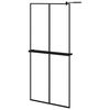 vidaXL Walk-in Shower Wall with Shelf Black 90x195 cm ESG Glass&Aluminium