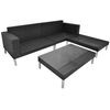 vidaXL 4 Piece Garden Lounge Set with Cushions Poly Rattan Black