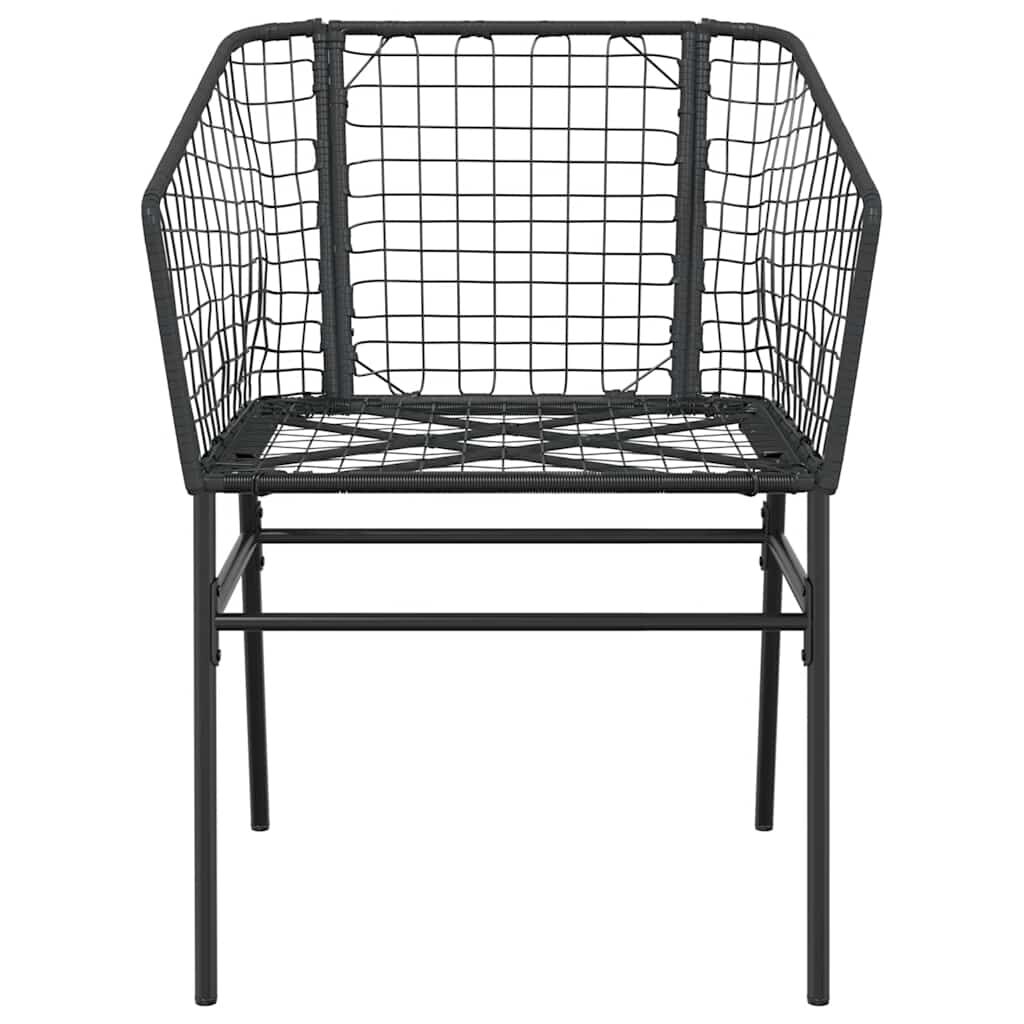 vidaXL 3 Piece Garden Dining Set Black Poly Rattan Glass
