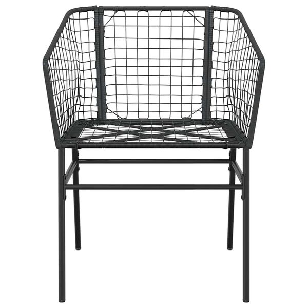 vidaXL 3 Piece Garden Dining Set Black Poly Rattan Glass