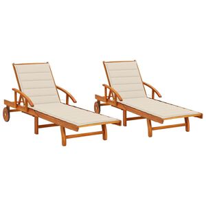 vidaXL Sun Loungers 2 pcs with Cushions Solid Wood Acacia