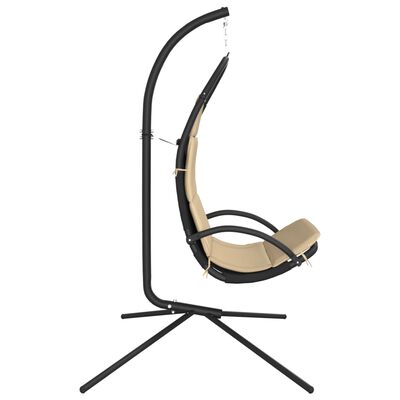 vidaXL Garden Swing Chair with Cushion Cream Oxford Fabric and Steel