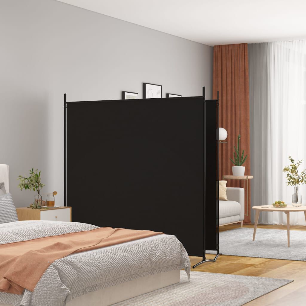 vidaXL 2-Panel Room Divider Black 348x180 cm Fabric