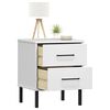 vidaXL Bedside Cabinet with Metal Legs White Solid Wood Pine OSLO