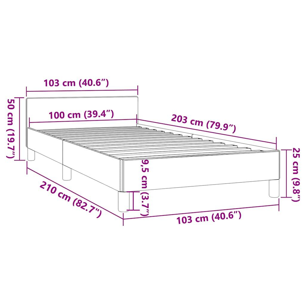 vidaXL Bed Frame without Mattress Dark Grey 100x203 cm Velvet