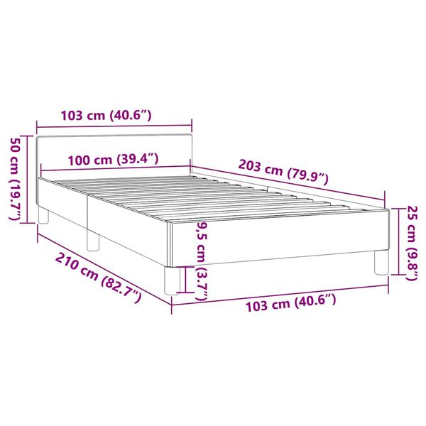 vidaXL Bed Frame without Mattress Dark Grey 100x203 cm Velvet