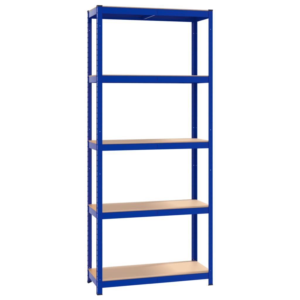 vidaXL 5-Layer Shelves 3 pcs Blue Steel&Engineered Wood