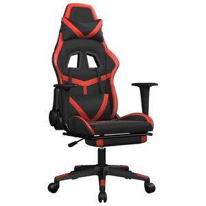 vidaXL Gaming Chair with Footrest Black and Red Faux Leather
