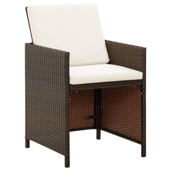 vidaXL Garden Chairs with Cuhsions 4 pcs Poly Rattan Brown