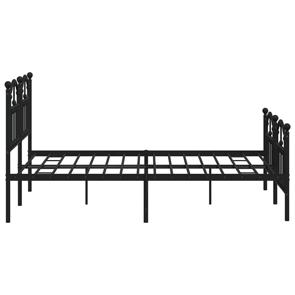 vidaXL Metal Bed Frame without Mattress with Footboard Black 150x200cm