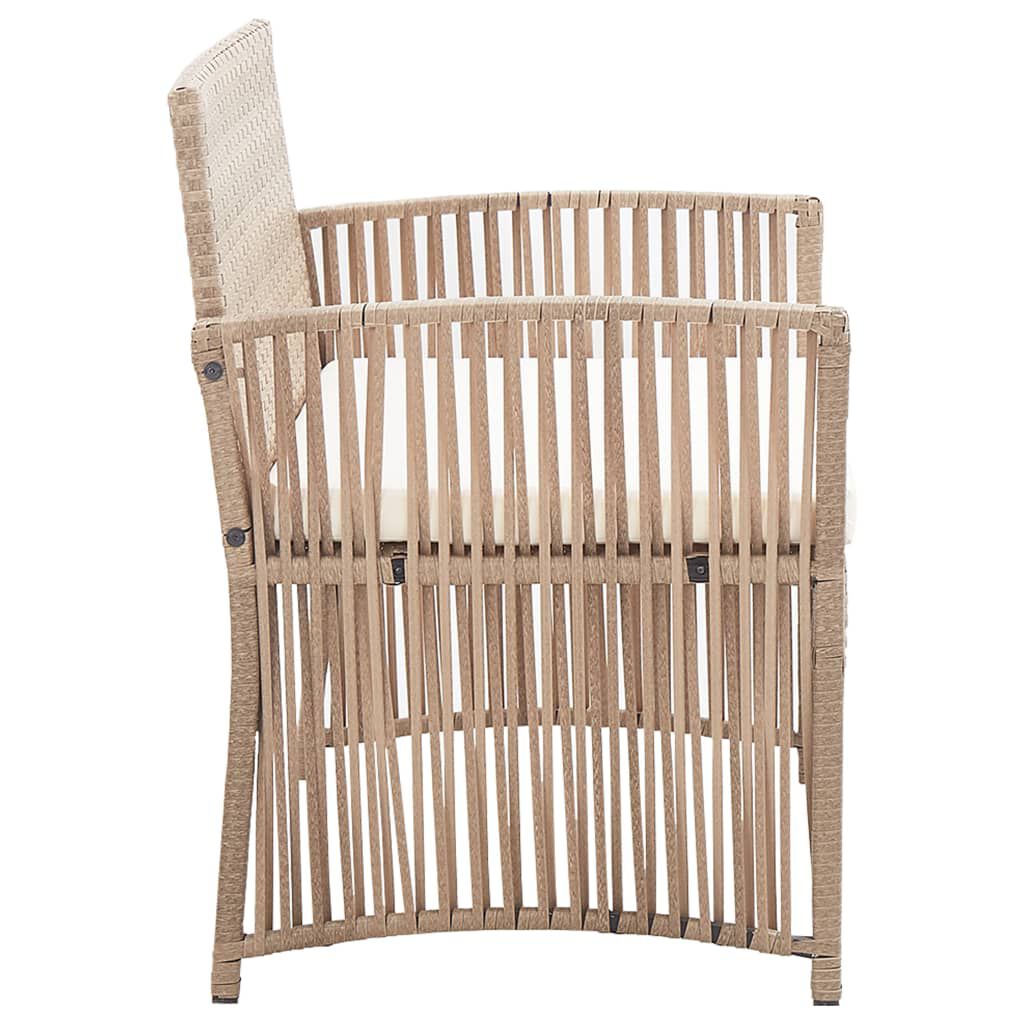 vidaXL 4 Piece Garden Lounge Set with Cushions Poly Rattan Beige