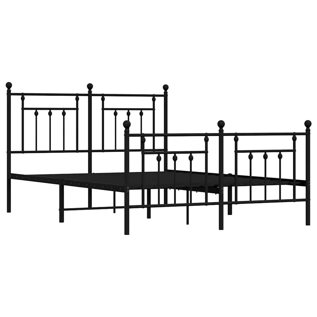 vidaXL Metal Bed Frame without Mattress with Footboard Black 150x200cm