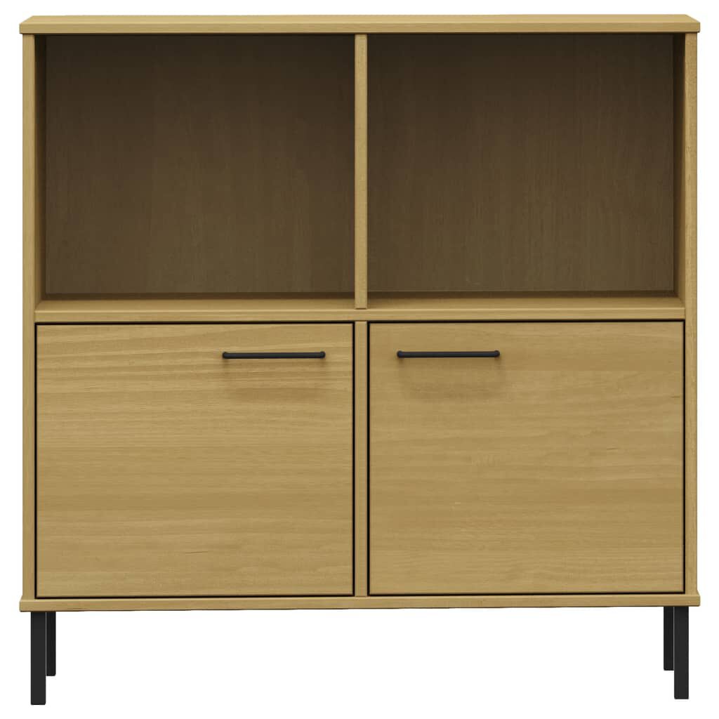 vidaXL Bookcase with Metal Legs Brown 90x35x90.5 cm Solid Wood OSLO