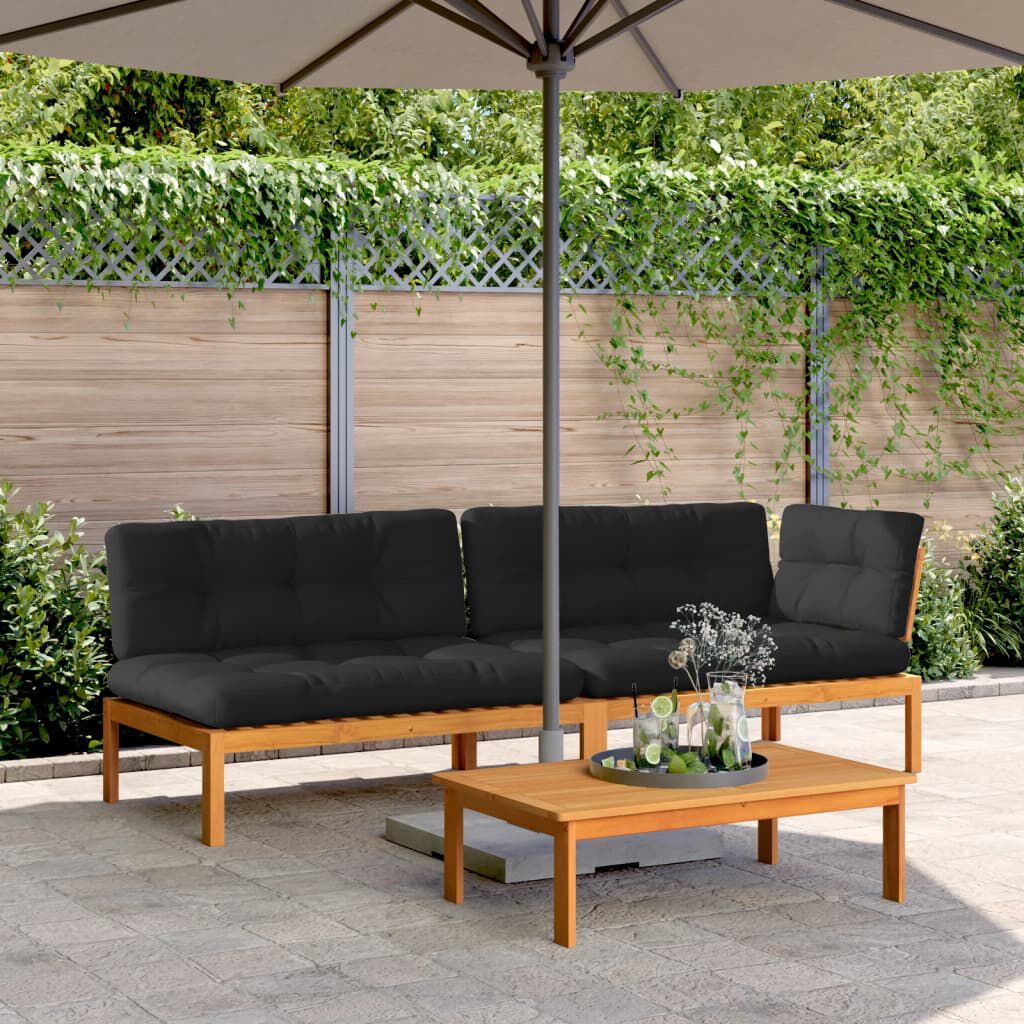 vidaXL 3 Piece Garden Pallet Sofa Set with Cushions Solid Wood Acacia