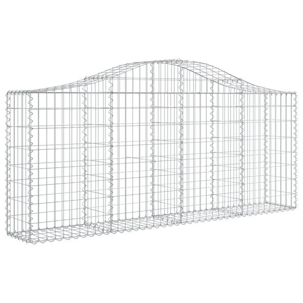vidaXL Arched Gabion Baskets 10 pcs 200x30x80/100 cm Galvanised Iron