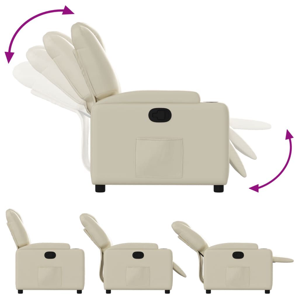 vidaXL Recliner Chair Cream Faux Leather