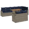 vidaXL Garden Sofa Set 9 pcs Grey and Navy Blue Poly Rattan