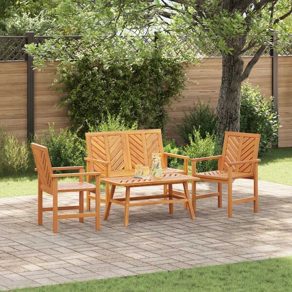 vidaXL 4 Piece Garden Lounge Set Solid Wood Acacia