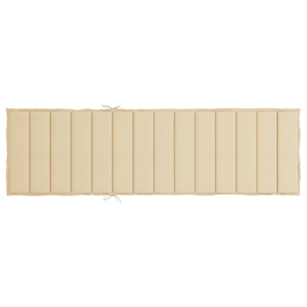 vidaXL Sun Lounger Cushion Beige 200x70x3cm Oxford Fabric