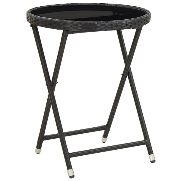 vidaXL 5 Piece Garden Bistro Set Poly Rattan and Tempered Glass Black