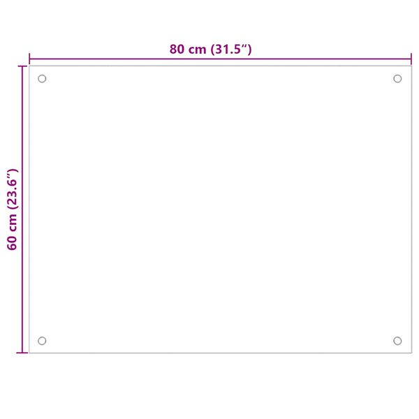 vidaXL Kitchen Backsplash Transparent 80 x 60 cm Tempered Glass