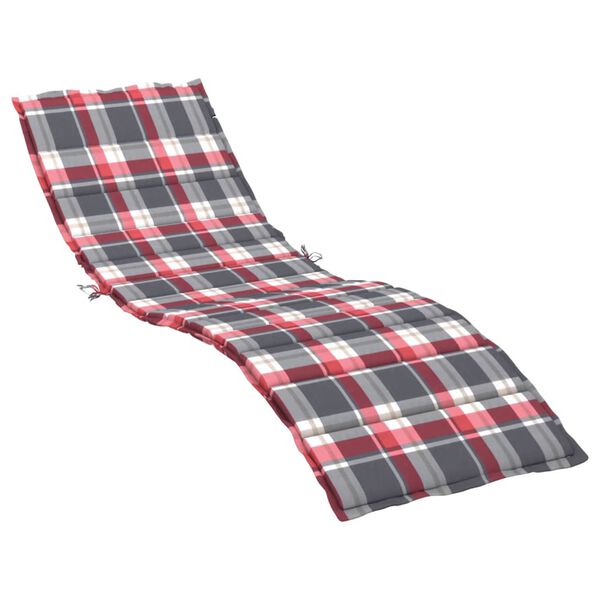 vidaXL Sun Lounger Cushion Red Check Pattern 200x60x3cm Oxford Fabric