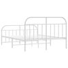 vidaXL Metal Bed Frame without Mattress with Footboard White 135x190cm