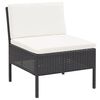 vidaXL 3 Piece Garden Lounge Set with Cushions Poly Rattan Black