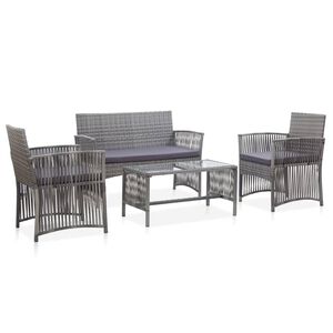 vidaXL 4 Piece Garden Lounge Set with Cushion Poly Rattan Anthracite