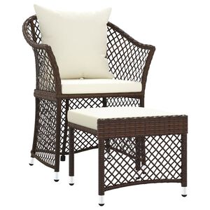 vidaXL 2 Piece Garden Lounge Set with Cushions Brown Poly Rattan