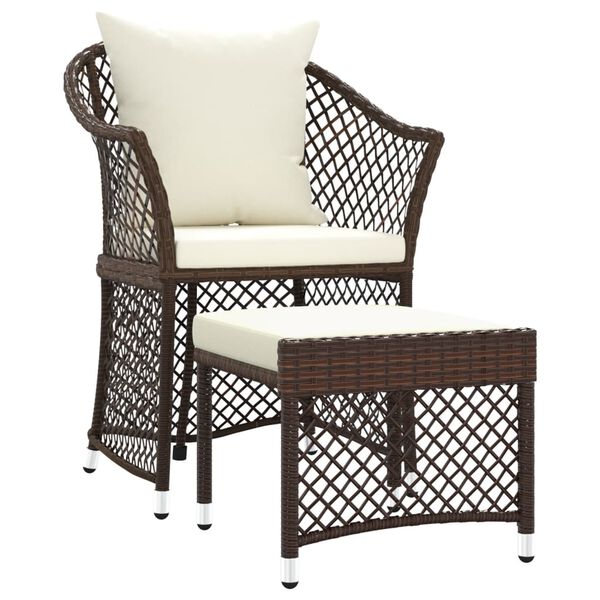 vidaXL 2 Piece Garden Lounge Set with Cushions Brown Poly Rattan