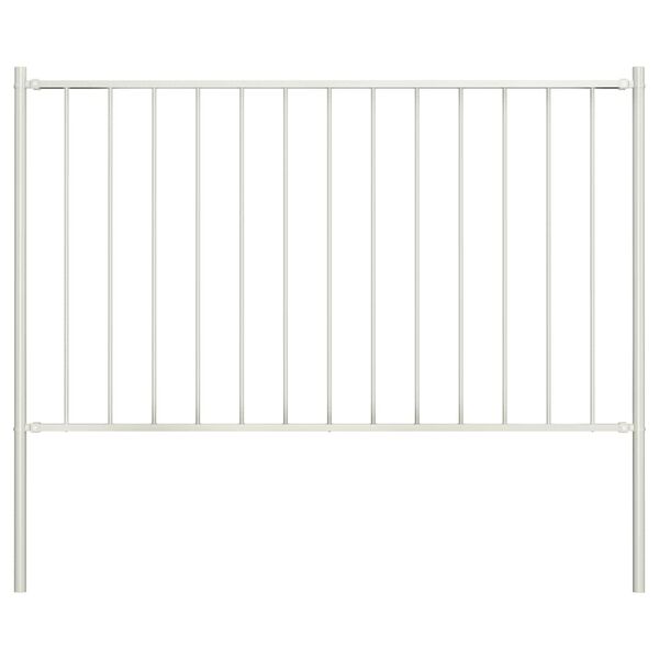 vidaXL Fence Panel with Posts Powder-coated Steel 1.81x0.75 m White