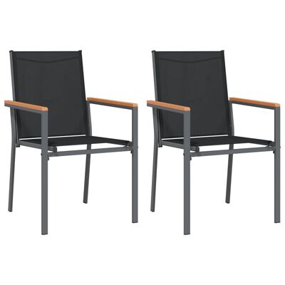 vidaXL 3 Piece Garden Dining Set Black Textilene and Steel