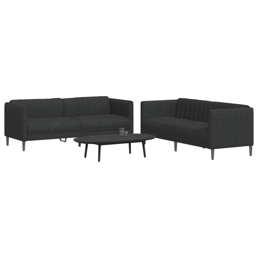 vidaXL 2 Piece Sofa Set Black Fabric