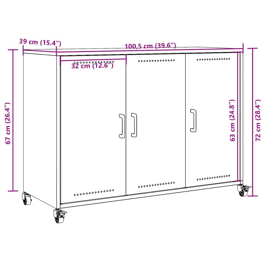 vidaXL Sideboard Black 100.5x39x72 cm Steel
