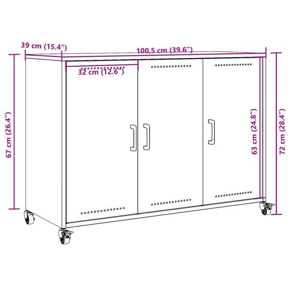 vidaXL Sideboard Black 100.5x39x72 cm Steel