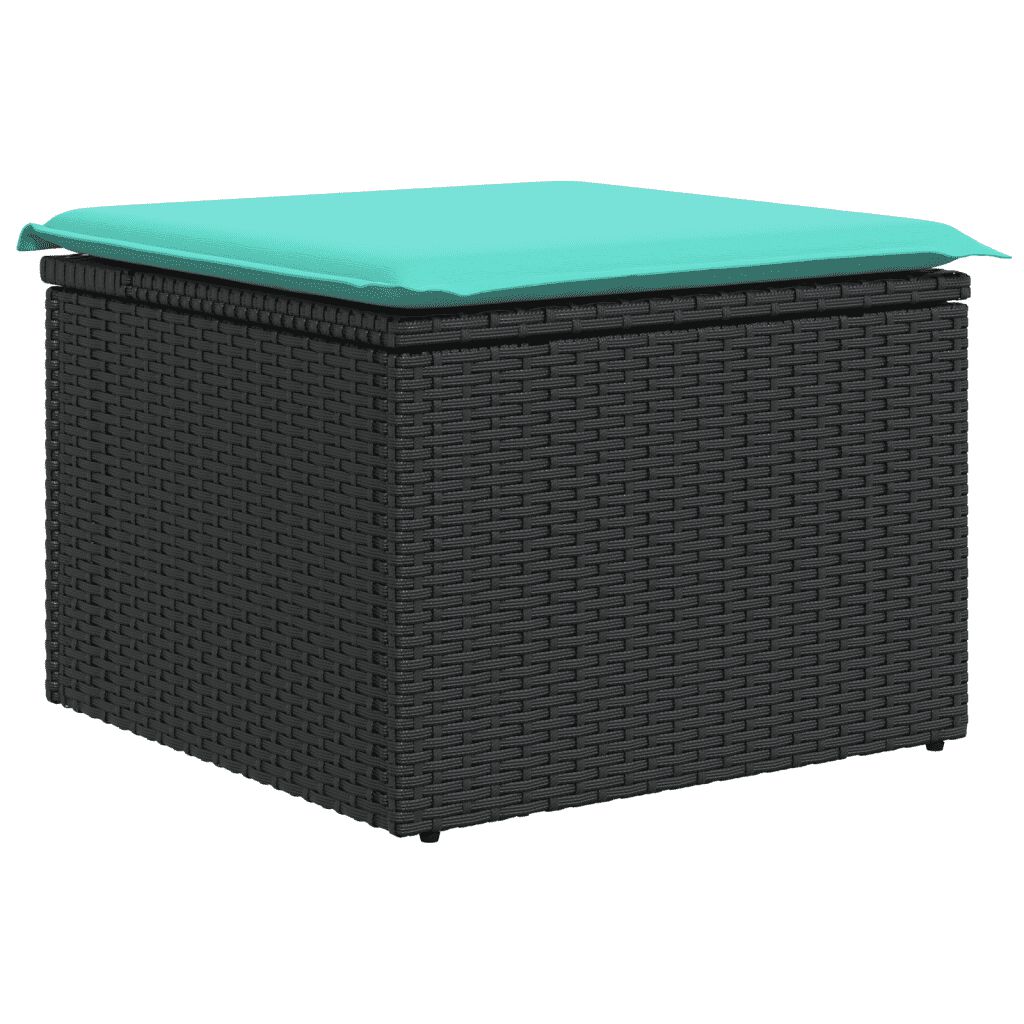 vidaXL 4 Piece Garden Sofa Set with Cushions Black Poly Rattan