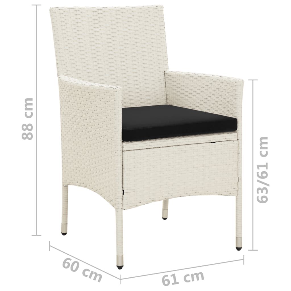 vidaXL Garden Chairs with Cushions 4 pcs Poly Rattan White