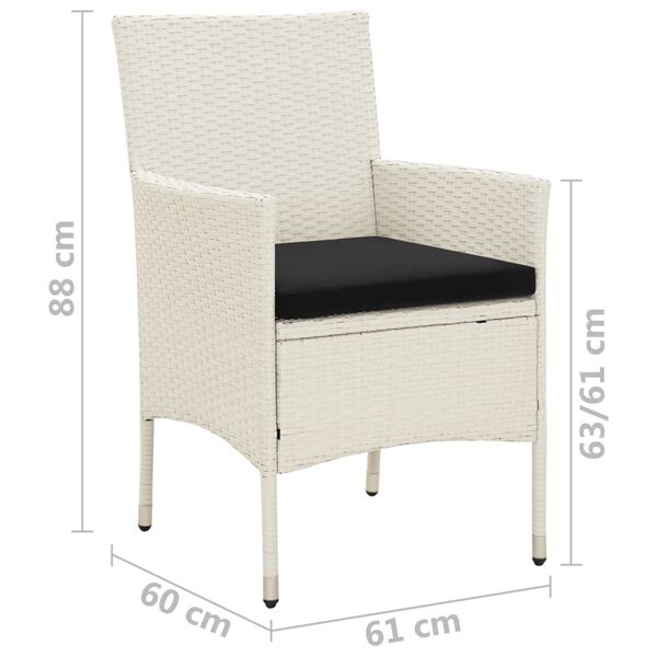 vidaXL Garden Chairs with Cushions 4 pcs Poly Rattan White