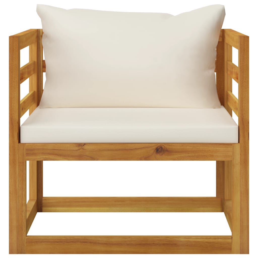 vidaXL 7 Piece Garden Lounge Set with Cushion Cream Solid Acacia Wood