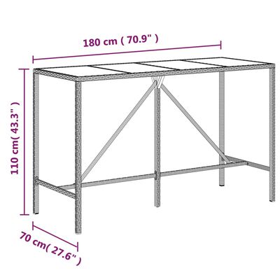 vidaXL 11 Piece Garden Bar Set with Cushions Grey Poly Rattan