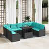 vidaXL Garden Sofa Set with Cushion 10 pcs Black Poly rattan