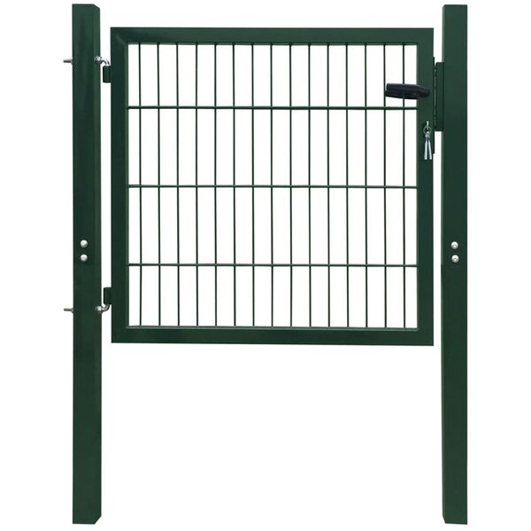 vidaXL Fence Gate Steel Green 105x150 cm