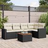 vidaXL 6 Piece Garden Sofa Set with Cushions Black Poly Rattan