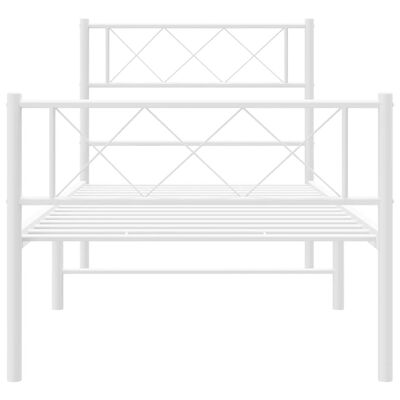 vidaXL Metal Bed Frame with Headboard and Footboard White 100x200 cm