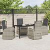 vidaXL Garden Dining Set with Cushion 5 pcs Grey Poly Rattan